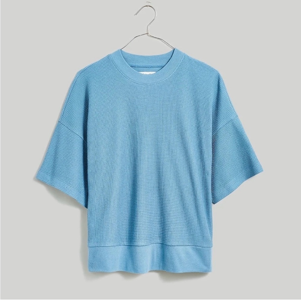 Madewell Waffle Mockneck T-shirt Ocean Blue